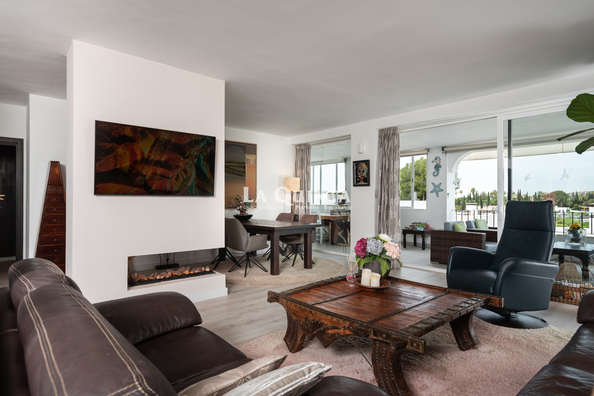living with fire place