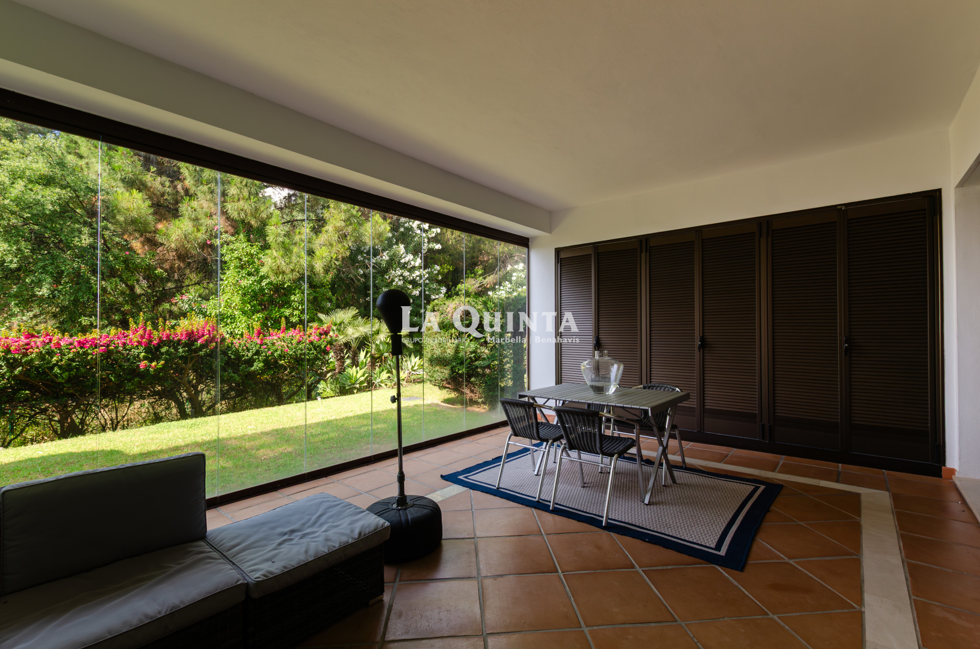 covered terrace and garden