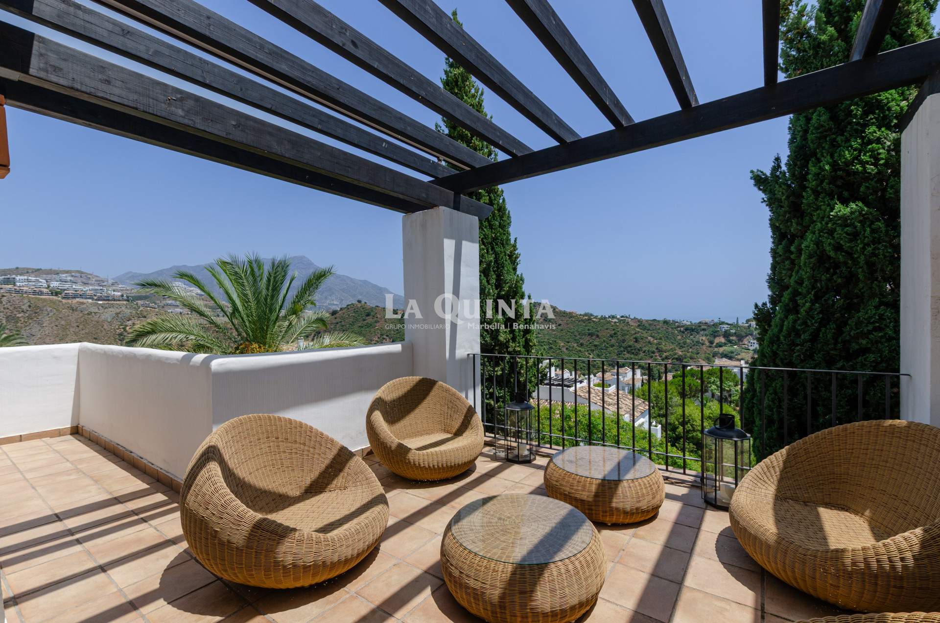 large terrace with beautiful sea and mountain views